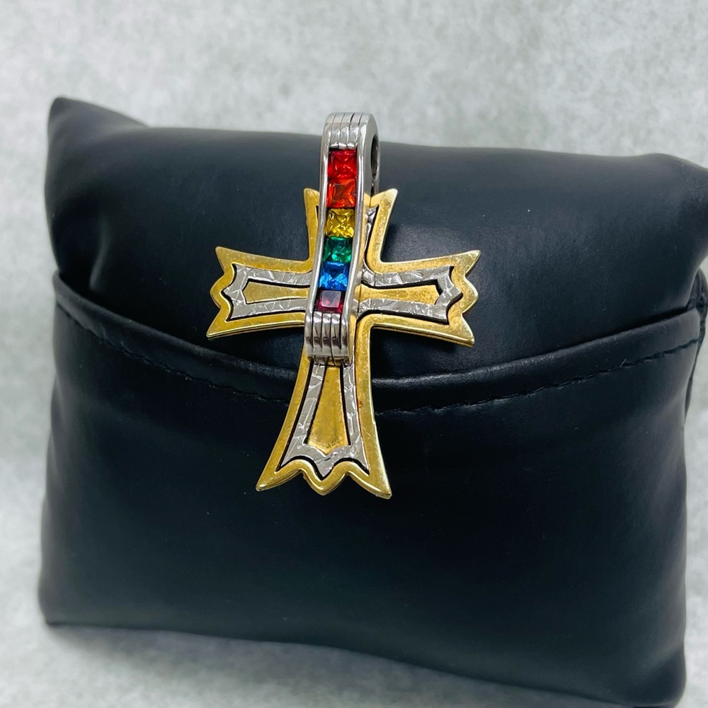 LGBTQI  Rainbow 🌈 crucifix two-tone Stainless Steel